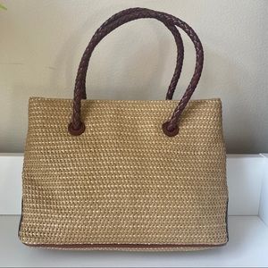 Vintage Etienne Aigner Straw and Leather Trim Bag